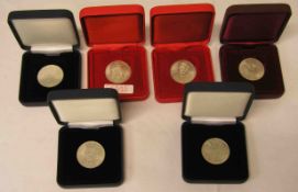 BDR: Sechs 5 - Mark - Münzen. Stempelfrisch im Etui. Dabei: Gutenberg, Raiffeisen 1968,1951, usw.