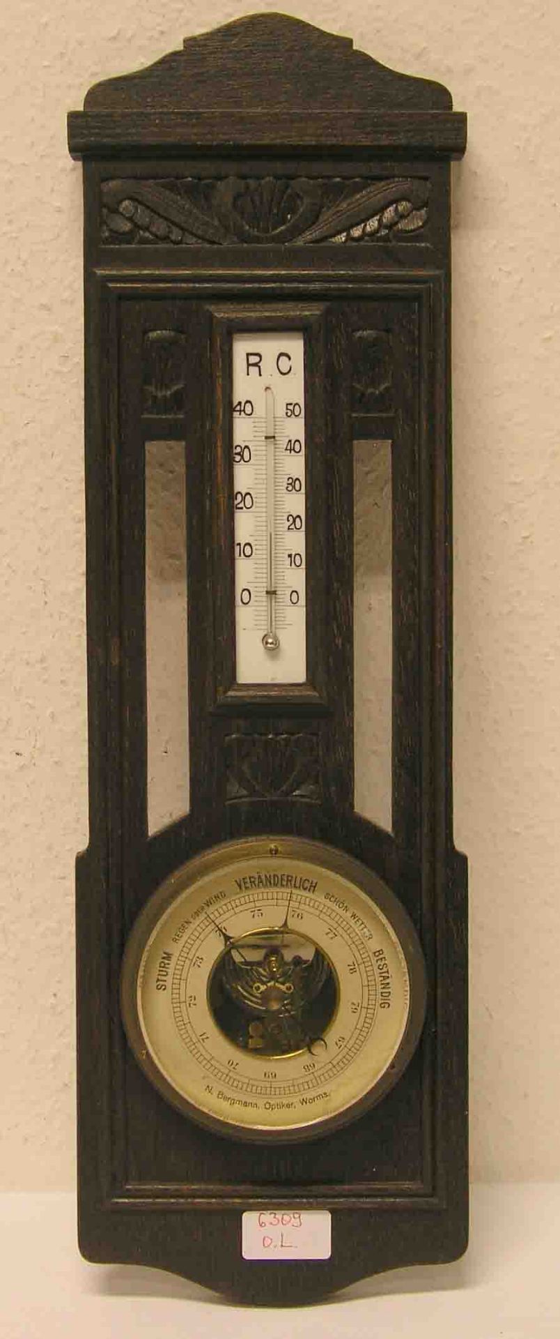 Barometer und Thermometer um 1920. Höhe: 55cm.