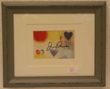 Jim Dinne: "Small Heart, Painting No.12". Multiple, signiert, 30 x36cm. Rahmen mit Glas.
