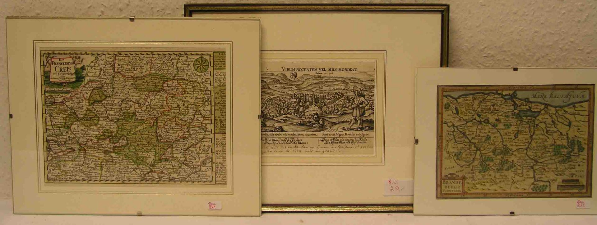 Neun Karten und Ansichten. 17./19. Jh., dabei: "Der Fränkische Kreis", "Brandenburg",Brixen in