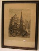 Nürnberg: "Der schöne Brunnen". Radierung von Lorenz Ritter nach einem Gemälde von PaulRitter. 56
