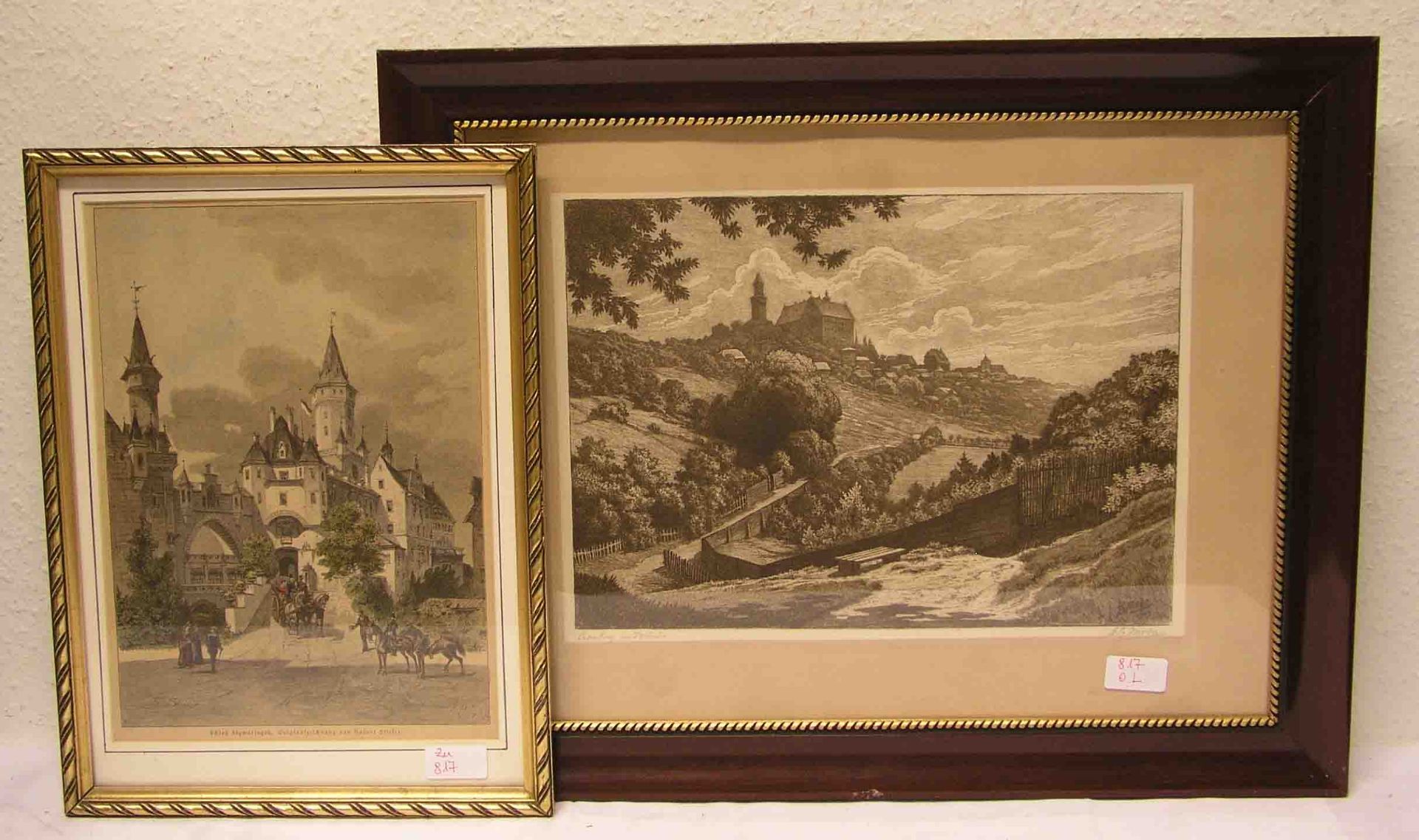 "Kronberg im Taunus". Radierung, signiert Mohr, Johann Georg (1864 - 1943), 27 x 36cm,Rahmen mit