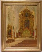 Purmann, Karl (Speyer 1877 - 1966 Stuttgart): "Kircheninterieur in Landsberg am Lech".Öl/Lwd.,