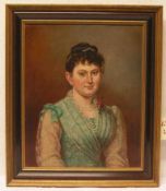 "Brustbild einer Dame". Unbekannt, 19. Jh., Öl/Lwd., auf Platte aufgezogen, 47 x 39cm,Rahmen.
