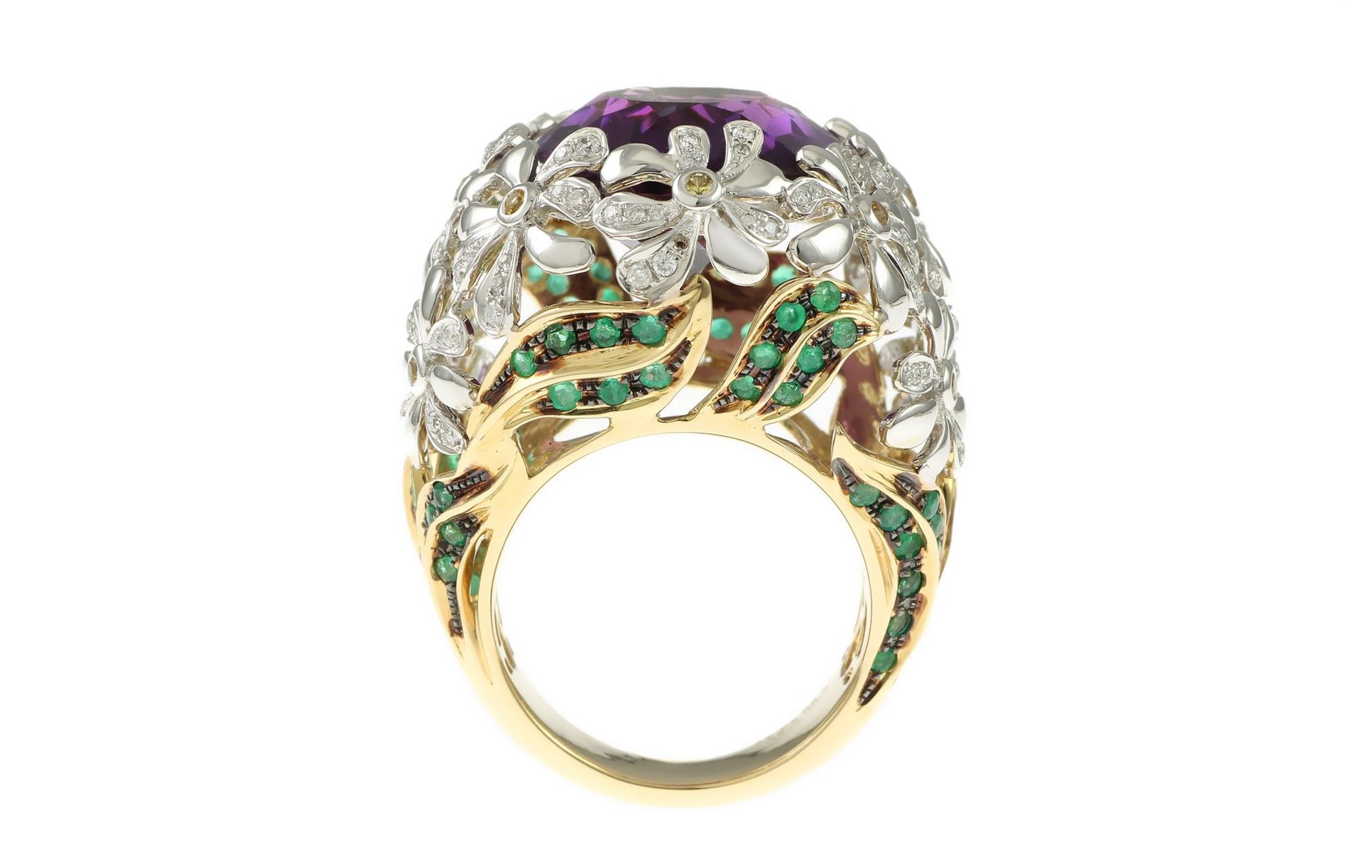 Ring mit Diamanten, Amethyst, Saphiren und Smaragden - Bild 3 aus 4