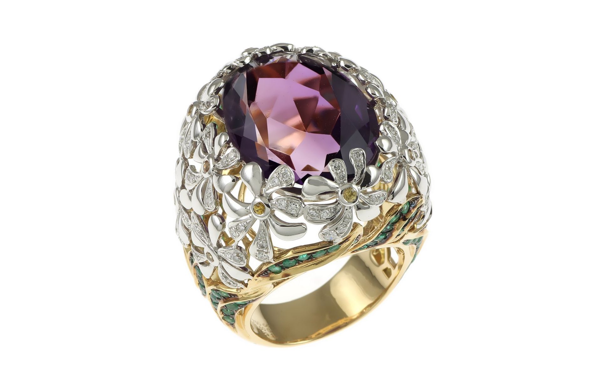 Ring mit Diamanten, Amethyst, Saphiren und Smaragden