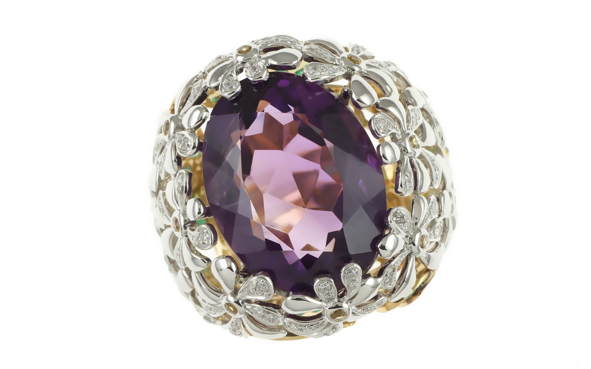 Ring mit Diamanten, Amethyst, Saphiren und Smaragden - Bild 2 aus 4