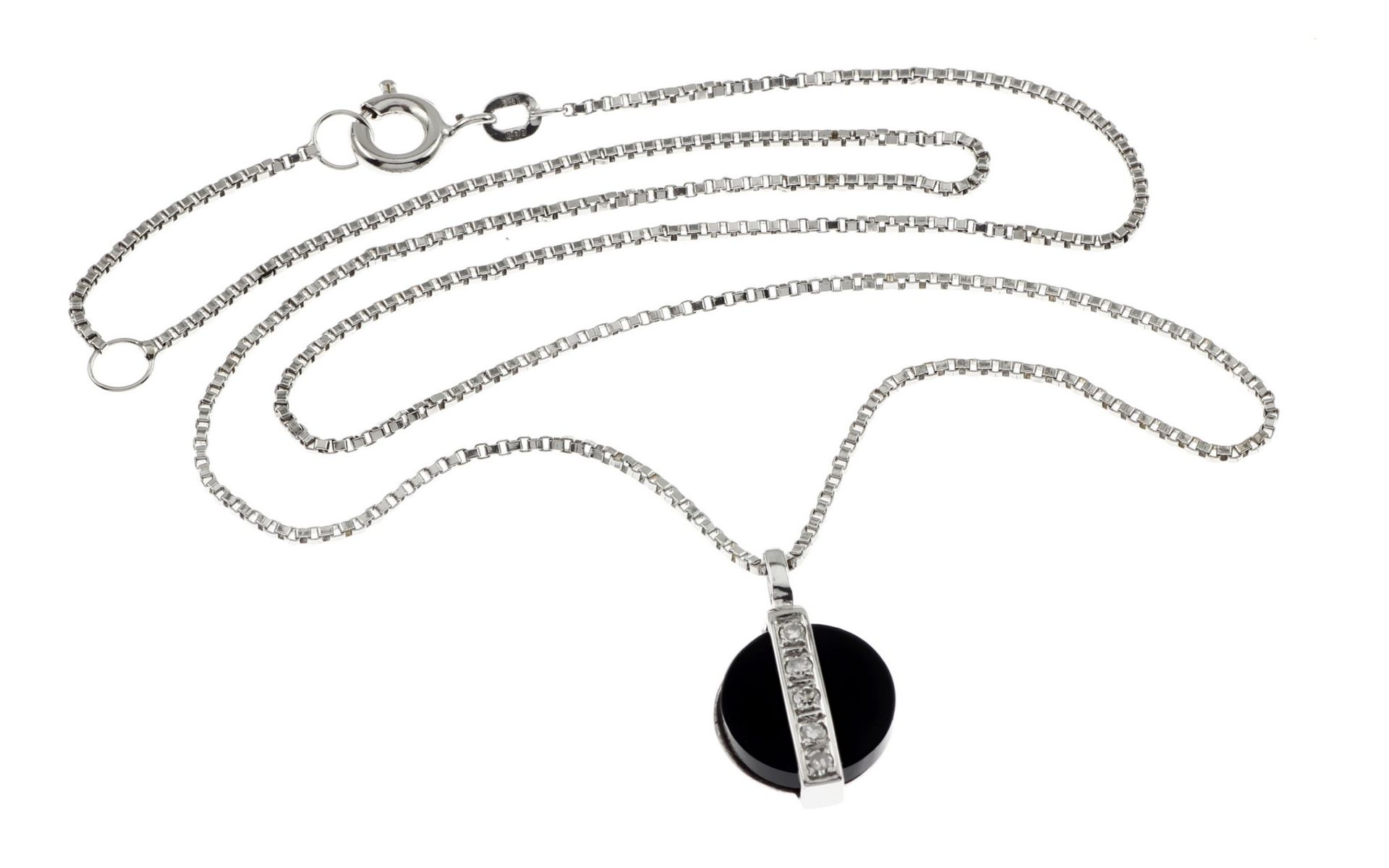 Collier mit Diamanten und Onyx - Bild 3 aus 3