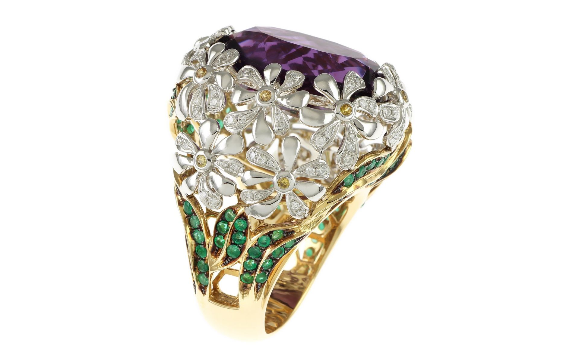 Ring mit Diamanten, Amethyst, Saphiren und Smaragden - Bild 4 aus 4