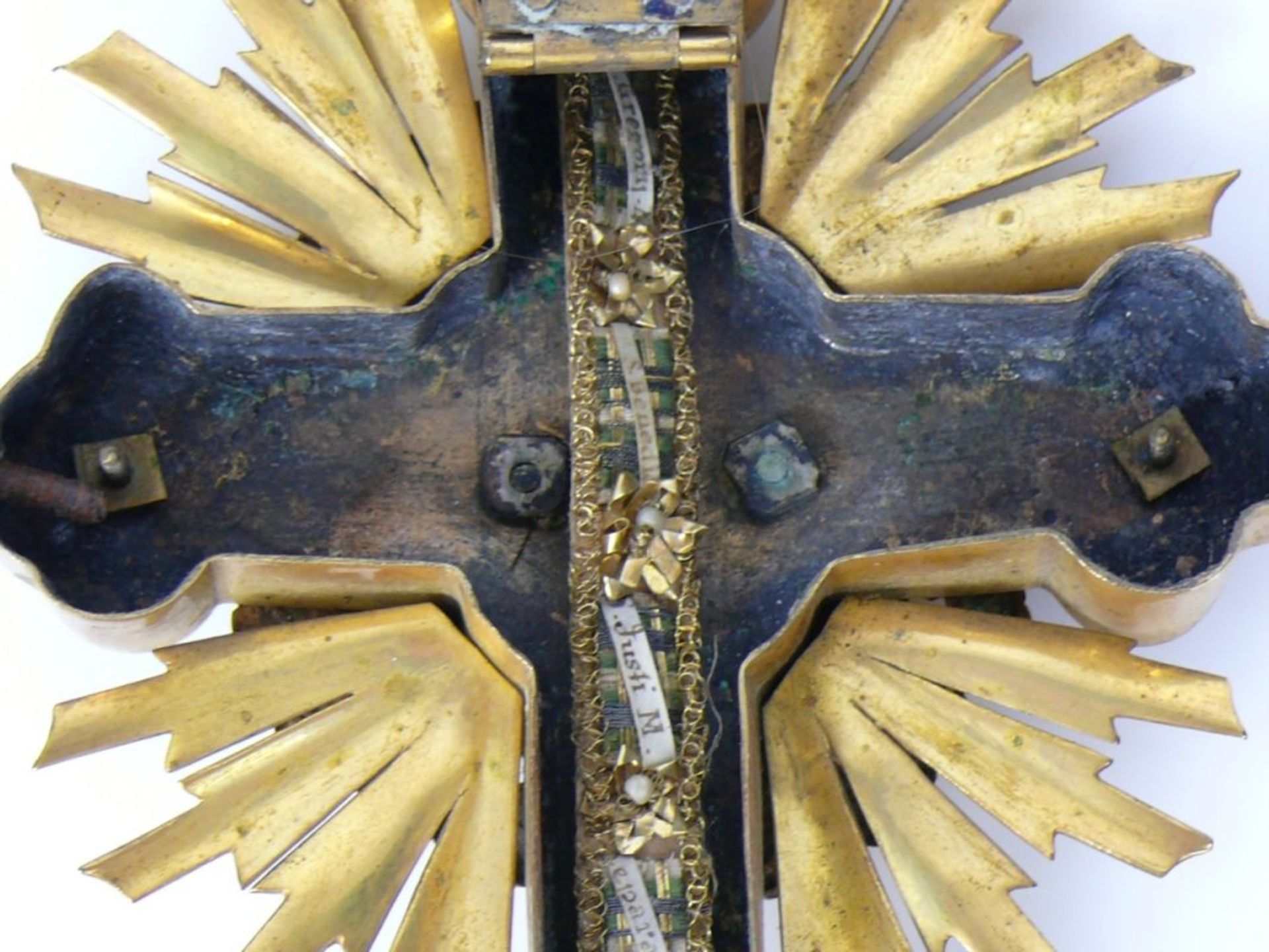 Reliquien-Kreuz (19.Jh.) Messing; auf - Bild 2 aus 6