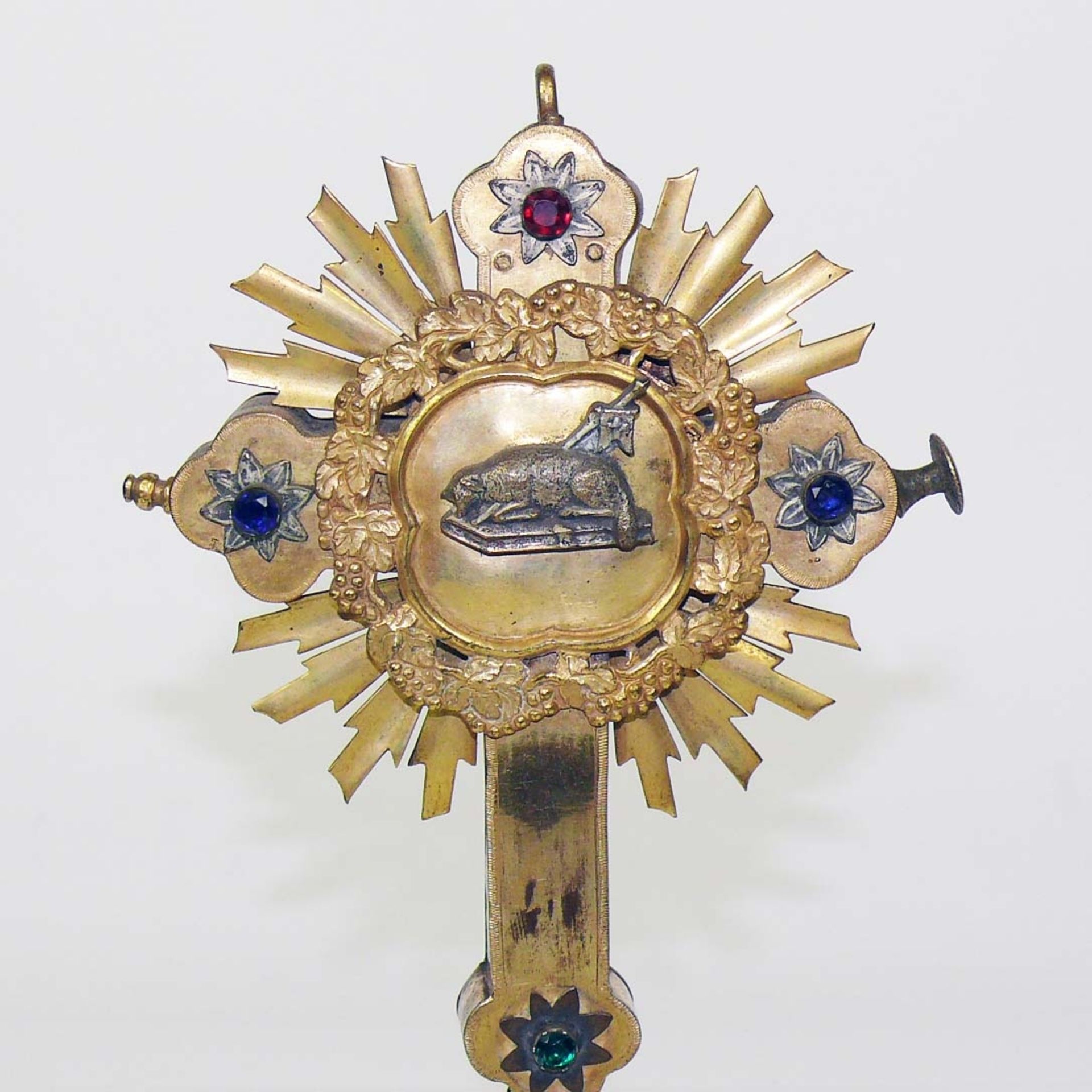 Reliquien-Kreuz (19.Jh.) Messing; auf - Bild 4 aus 6