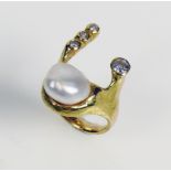 Damenring 18ct GG; Goldschmiedearbeit;