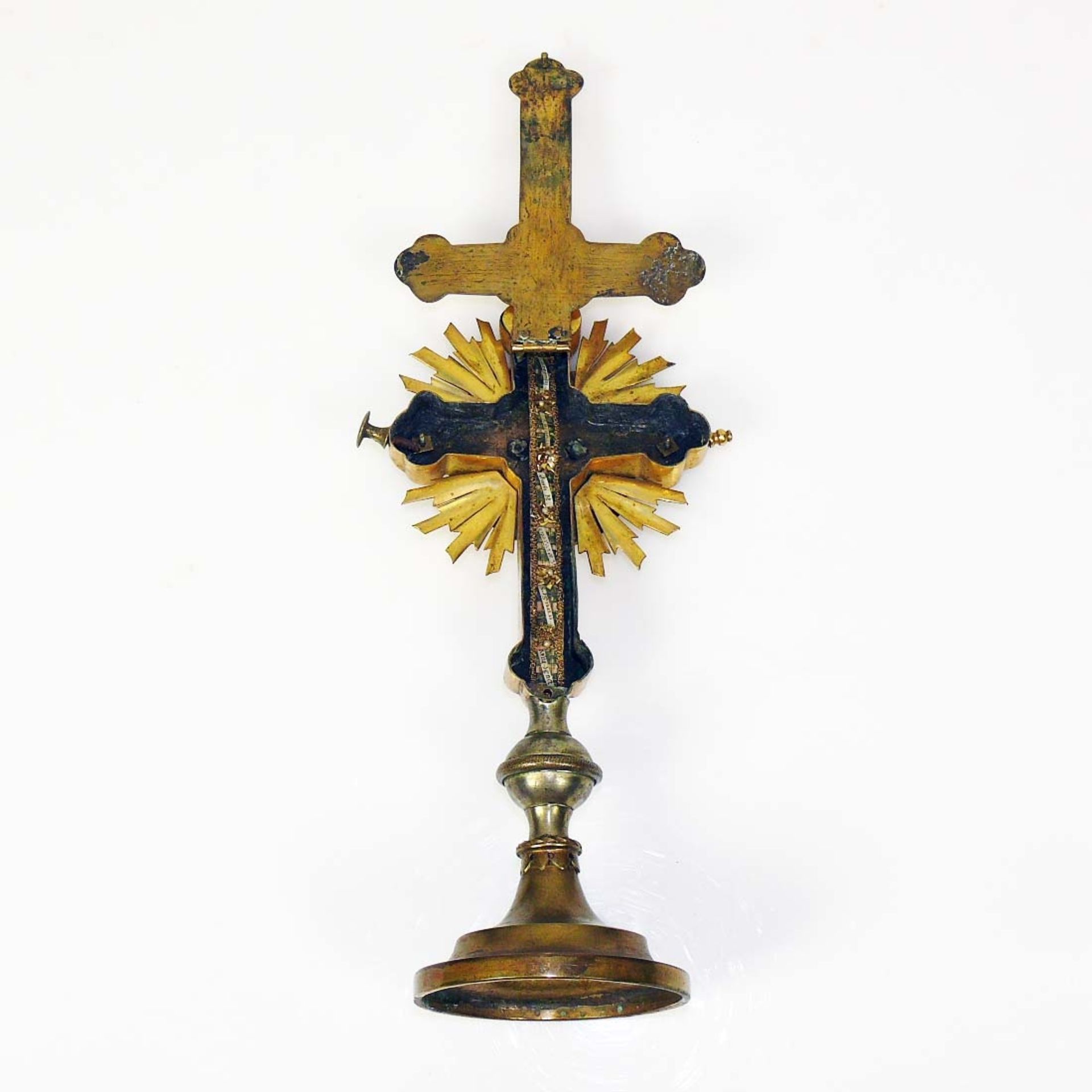 Reliquien-Kreuz (19.Jh.) Messing; auf - Bild 6 aus 6