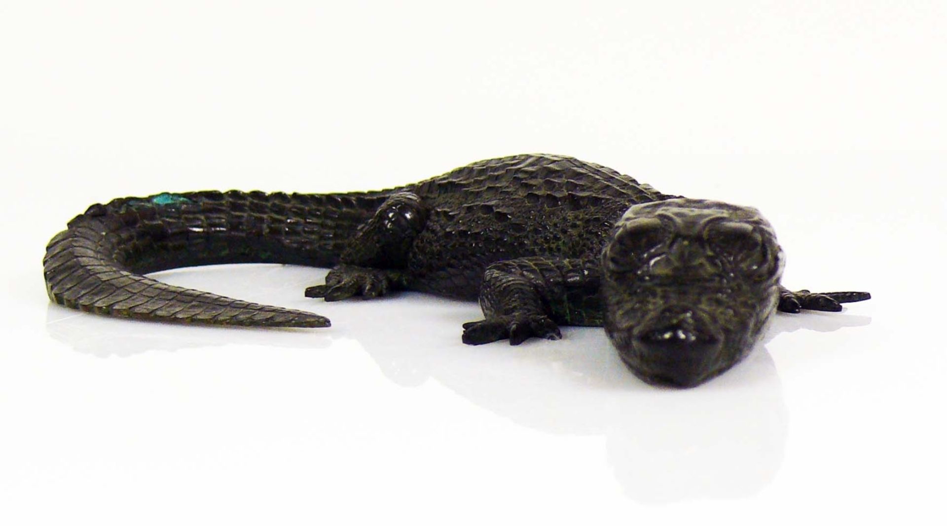 Krokodil Bronze, dunkel patiniert; L: - Bild 3 aus 4