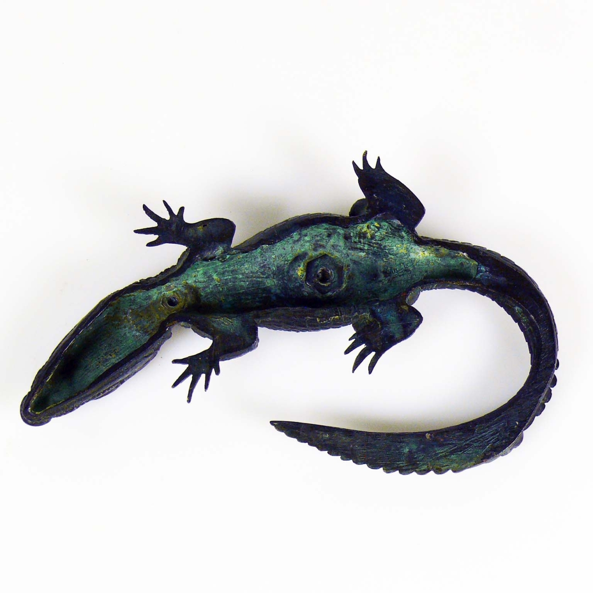 Krokodil Bronze, dunkel patiniert; L: - Image 4 of 4