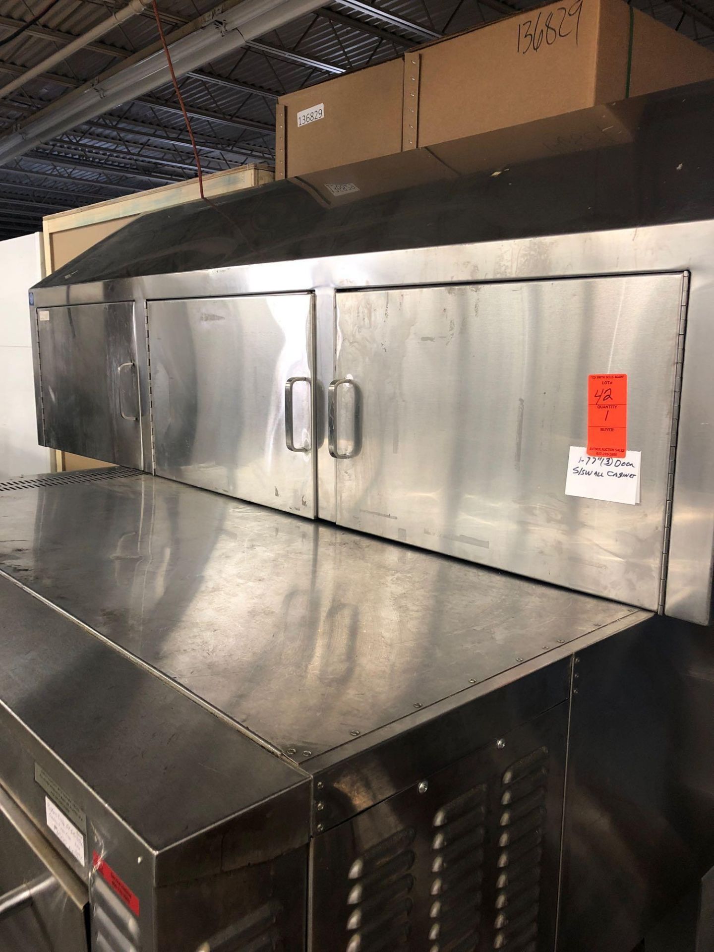 77 inch stainless steel wall cabinet with three doors