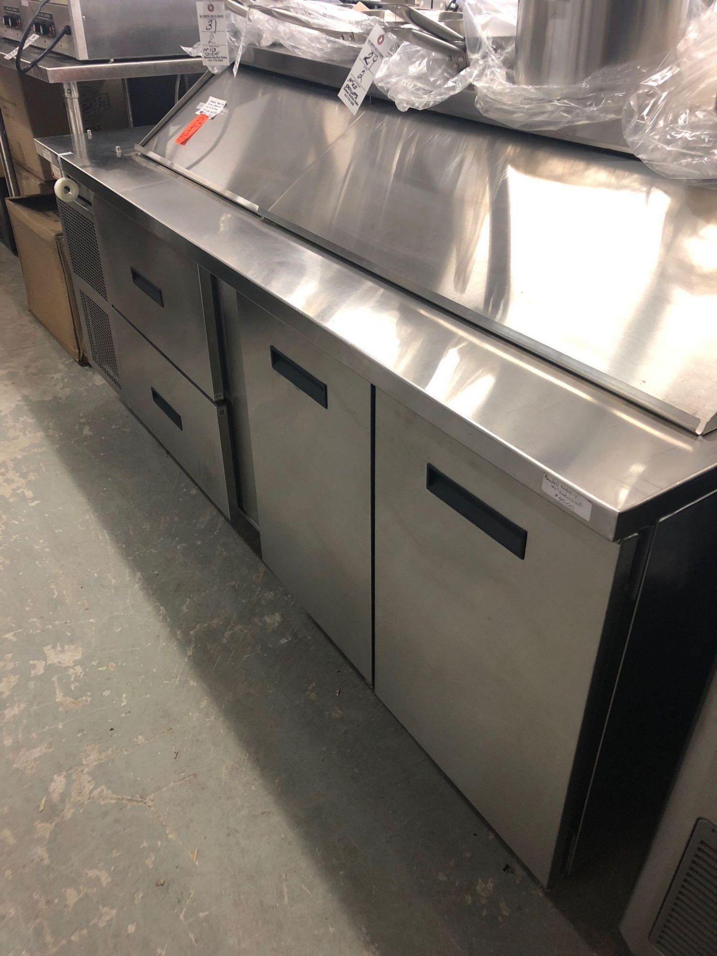 Randell 84 inch prep unit with drawers and doors