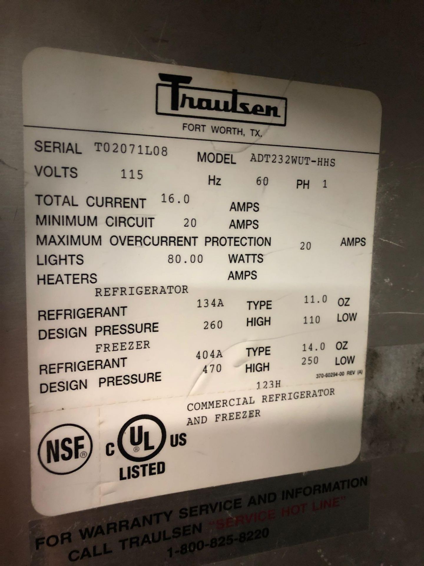 Traulsen dual temp refrigerator freezer - Image 2 of 2