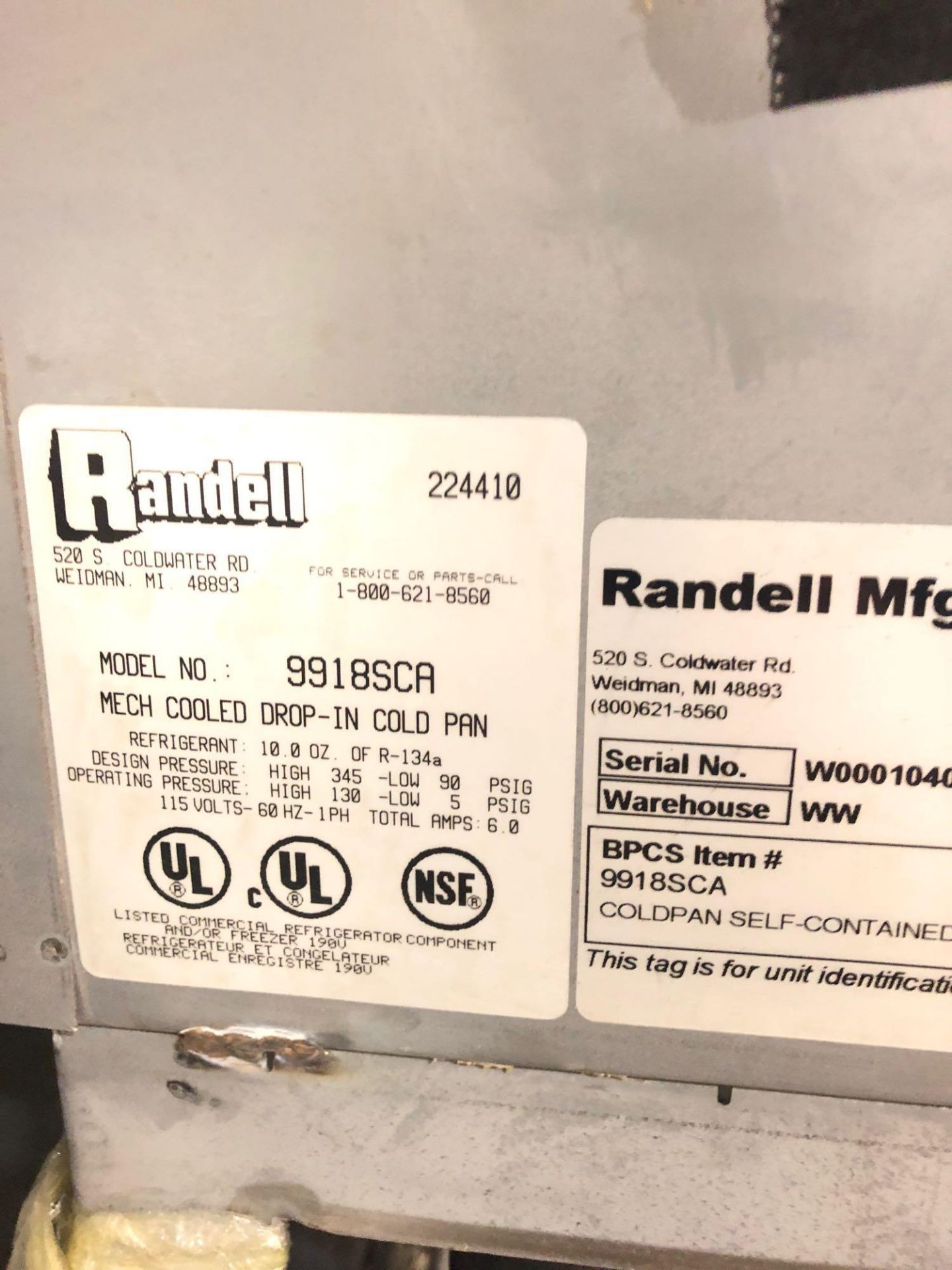 Randell drop in refrigerated cold Pan - Image 2 of 3