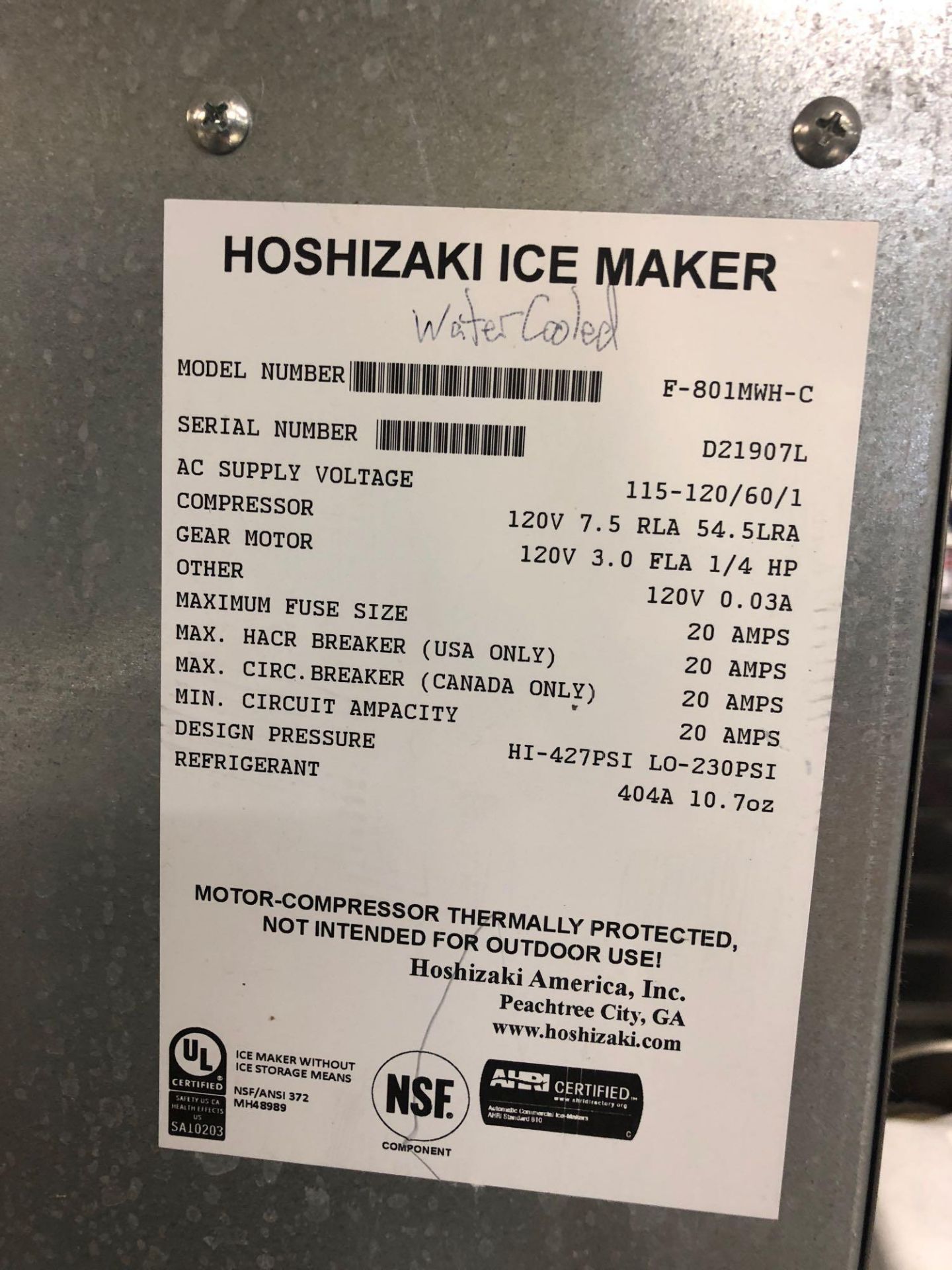 Hoshizaki 800 pound ice Flaker with bin - Image 2 of 3