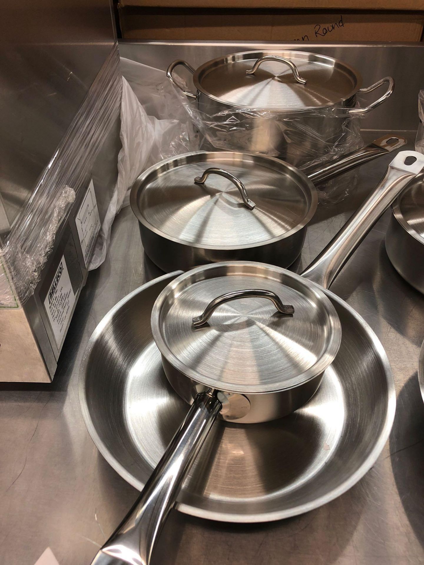 Seven piece stainless steel cookware set