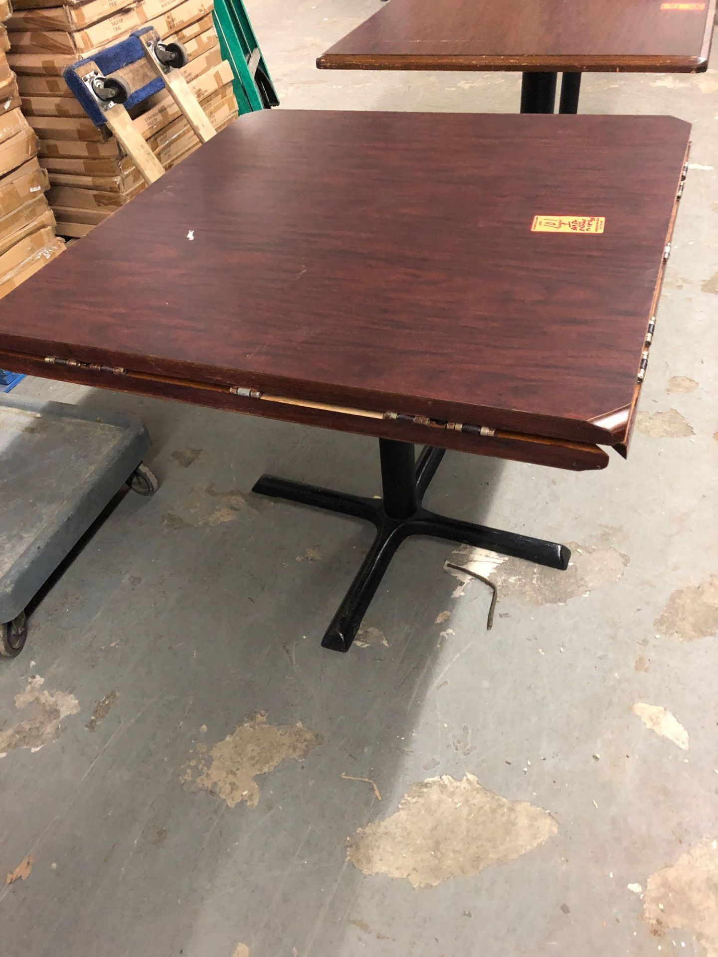 36" x 36" wood veneer expandable table top with base