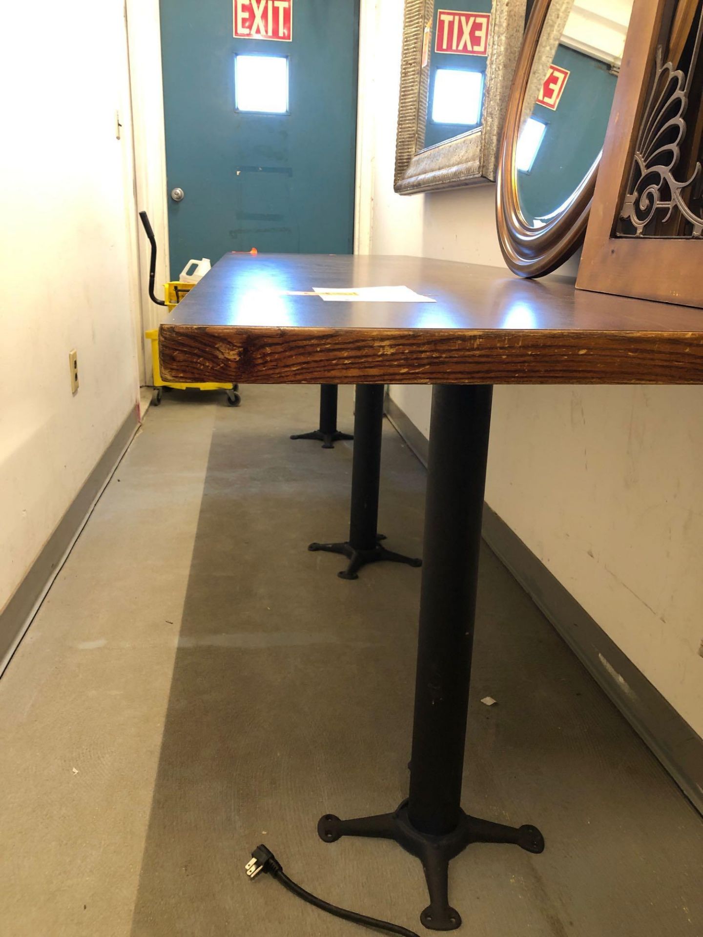 108” x 30” formica table with three bases - Image 2 of 2