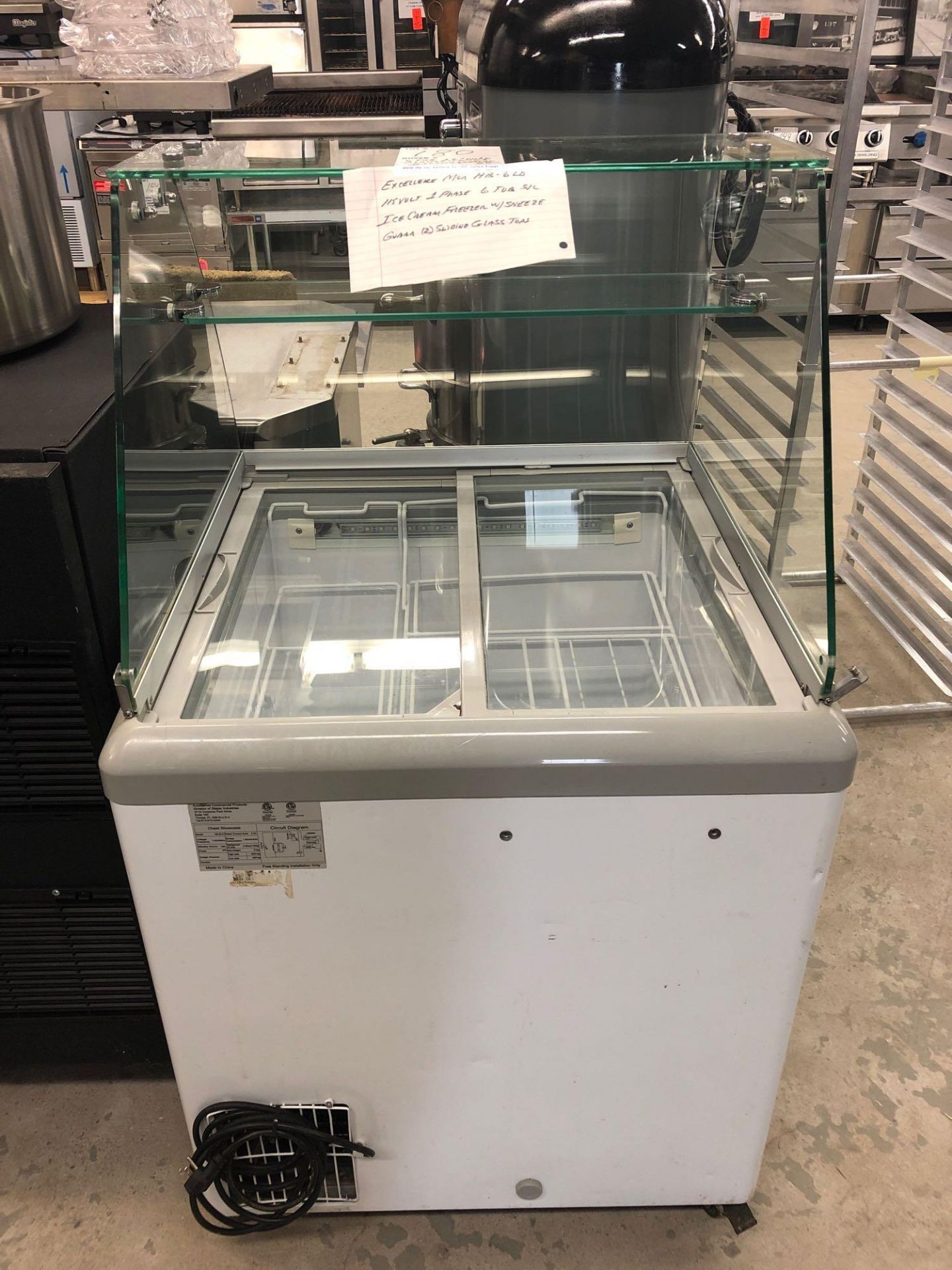 Excellence model HP 6LD ice cream freezer with glass shield