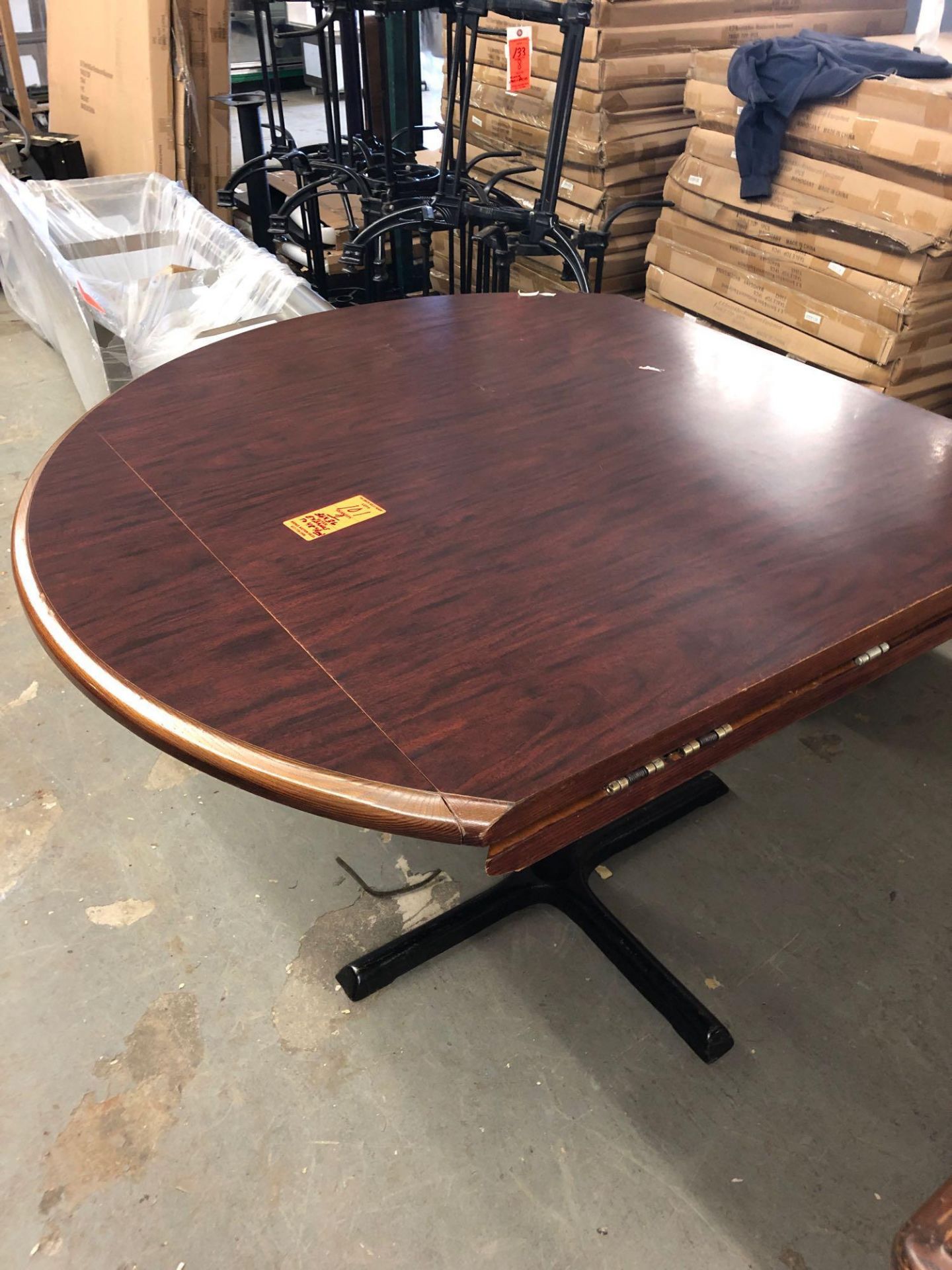 36" x 36" wood veneer expandable table top with base - Image 2 of 2