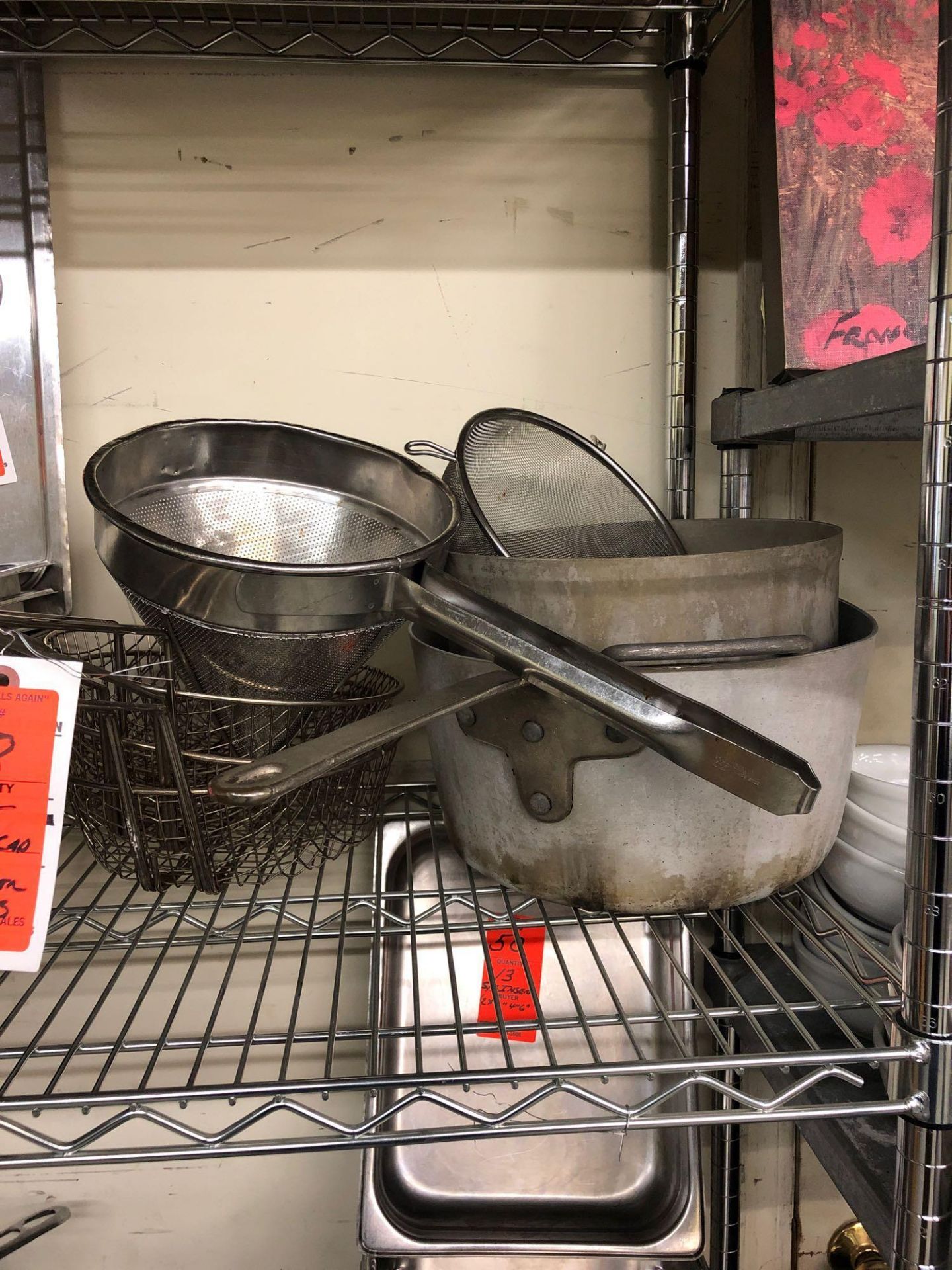 Lot assorted pans and strainers