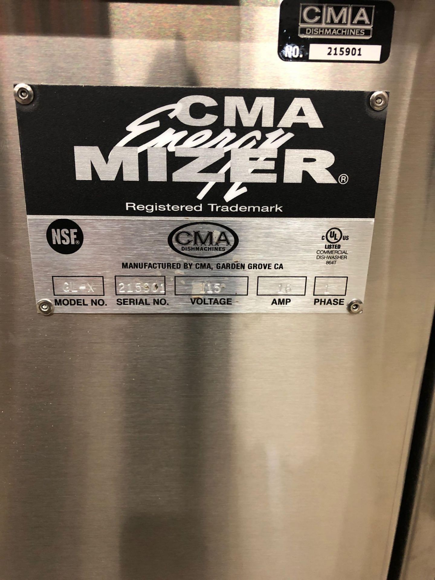 CMA model GLX low temp glass washer - Image 2 of 3