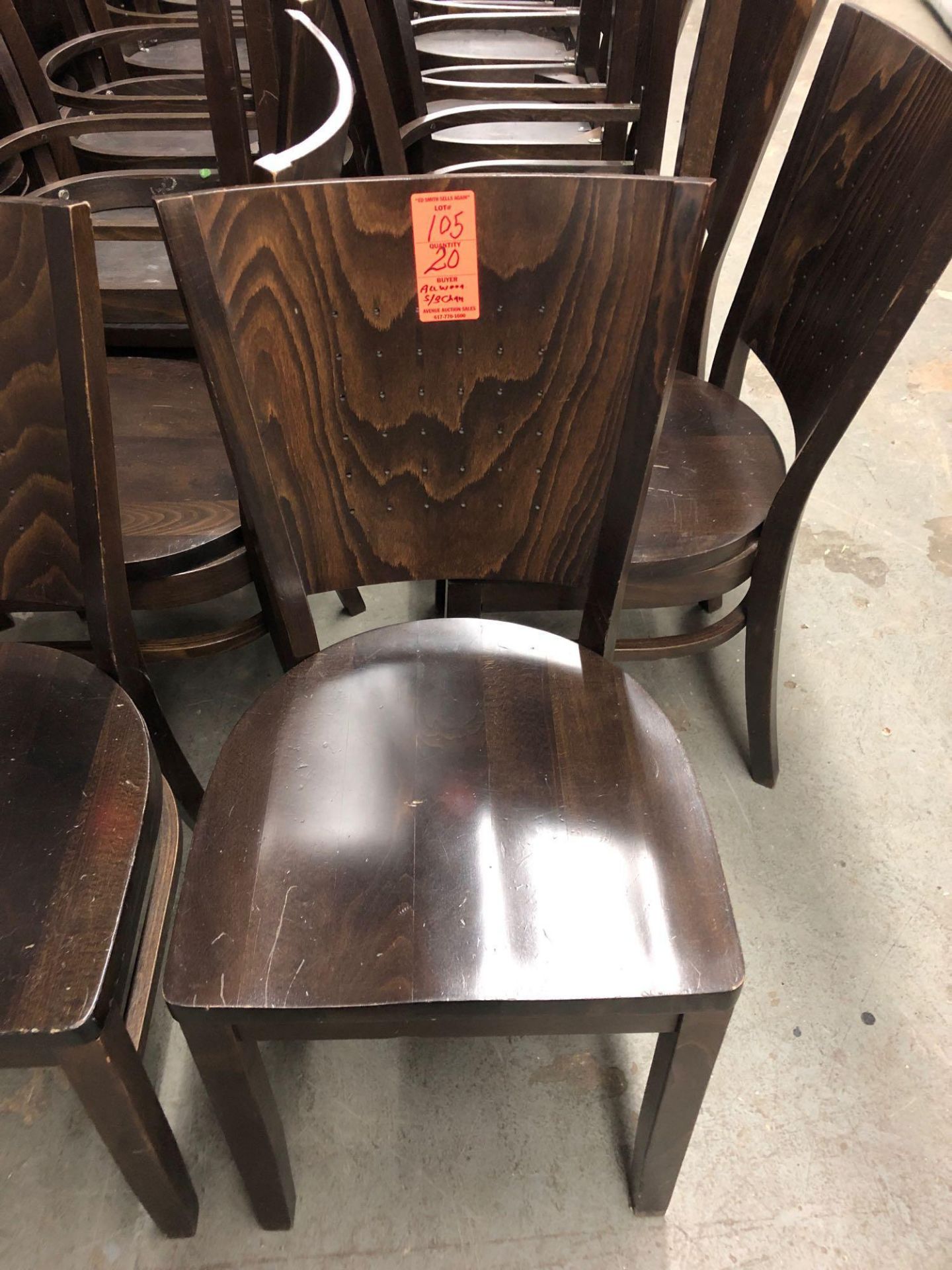 Wood chair with dark walnut finish