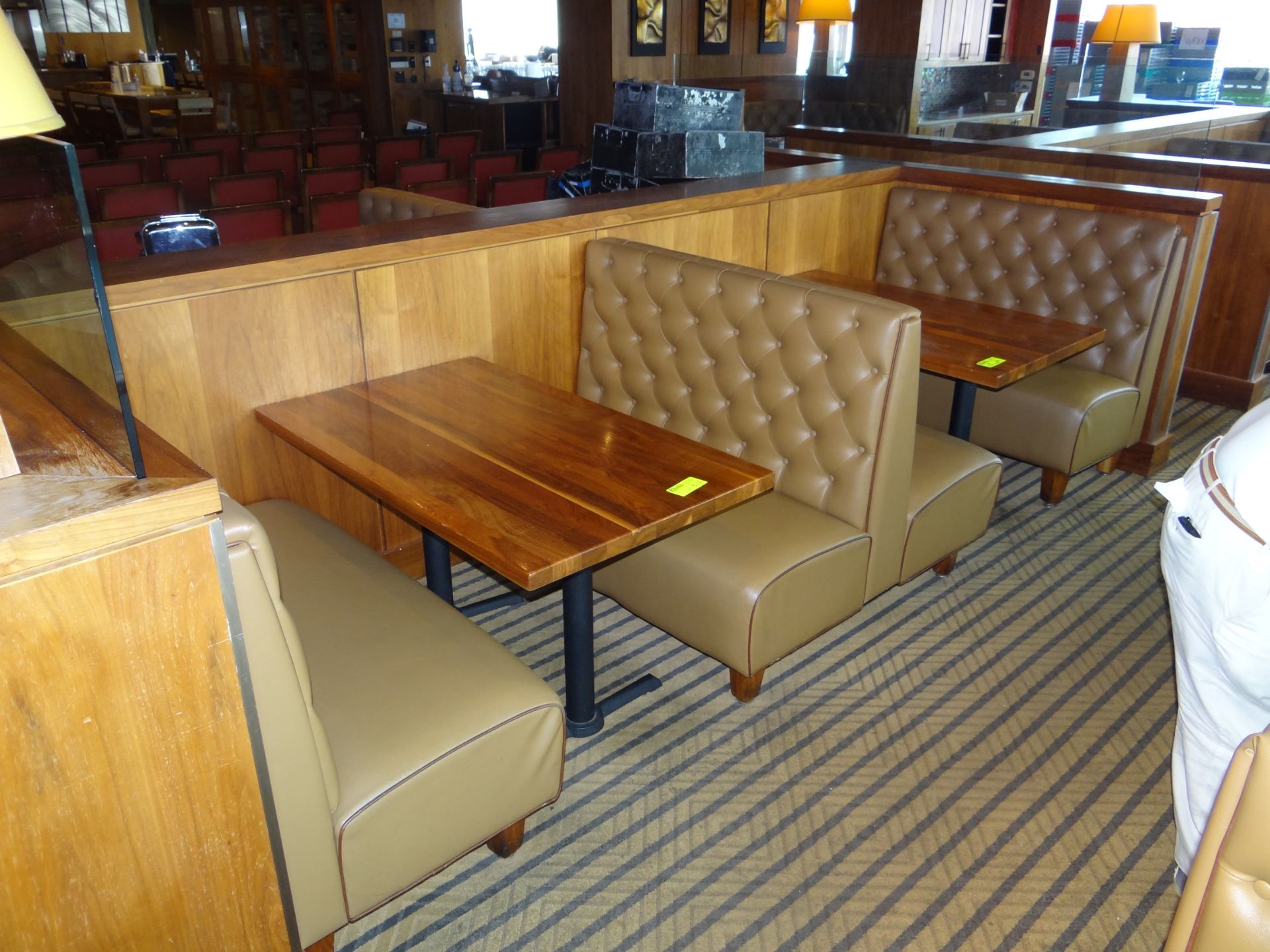 (4) Sets Fully Tufted Upholstered Booths With Solid Cherry Wood Table 51" X 30" - Image 2 of 4