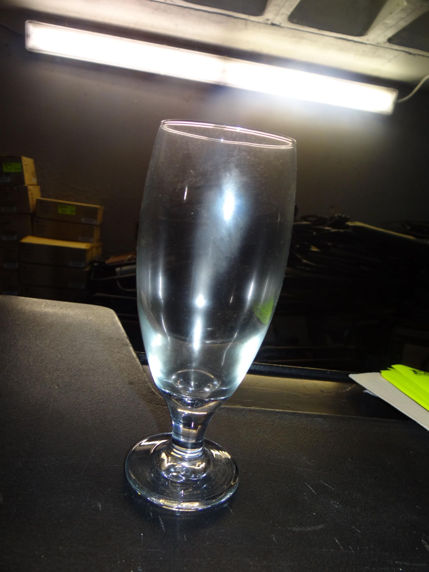 (96) Libbey 3804 16 oz. Stemmed Pilsner Glass. 4 Cases, 24 Per Case. New In Box.