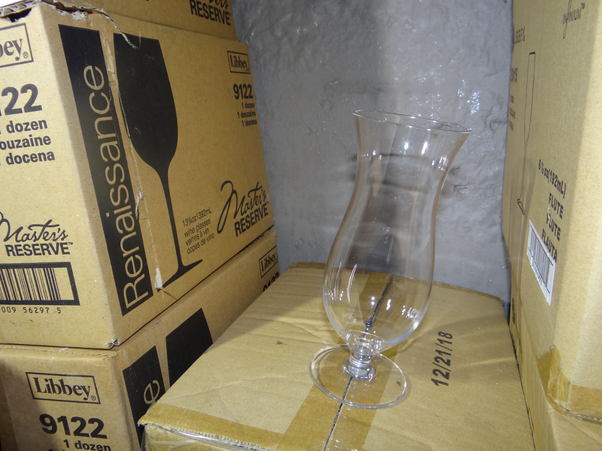 (36) Libbey 92421 16 oz. Plastic Hurricane Glass. 3 Cases, 12 Per Case. New In Box.