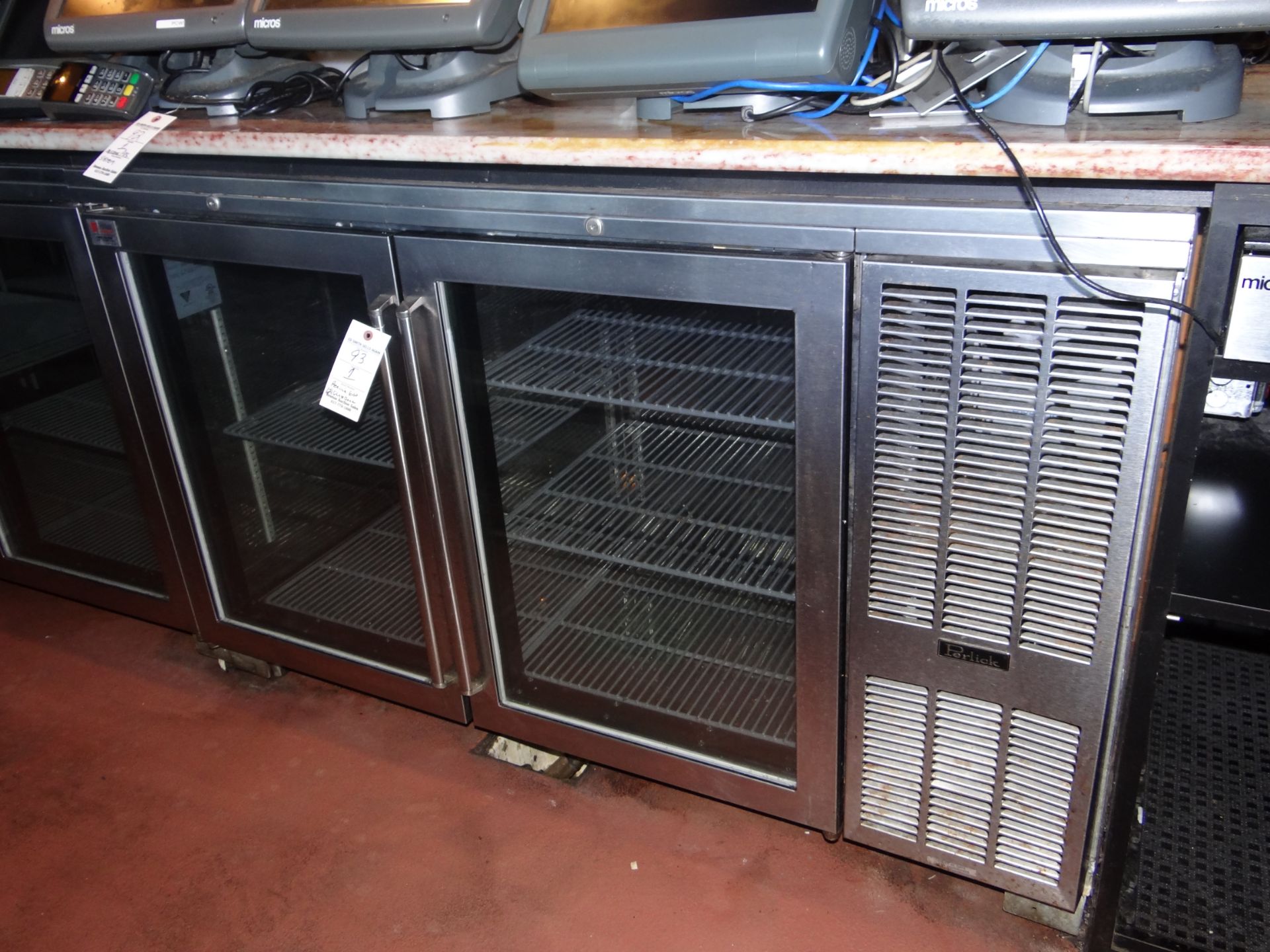 (1) Perlick 60" Two Glass Door Back Bar Refrigerator