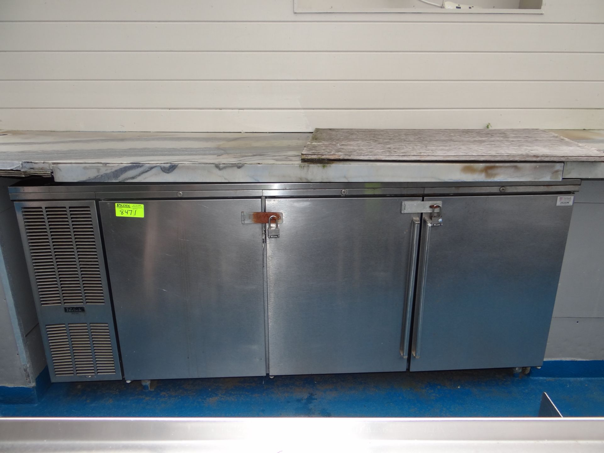 (1) Perlick PD-20 Stainless Steel Underbar Three Door Beverage Cooler.