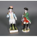 Zwei Porzellanfiguren, La Fayette und Jäger