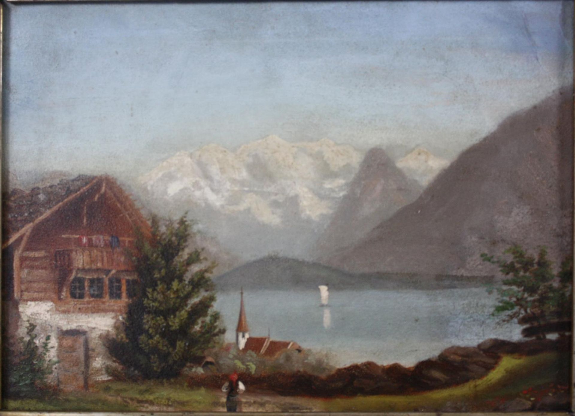 2 Anonyme Gemälde, Landschafts- und Tier Darstellung um 1900 - Image 3 of 4