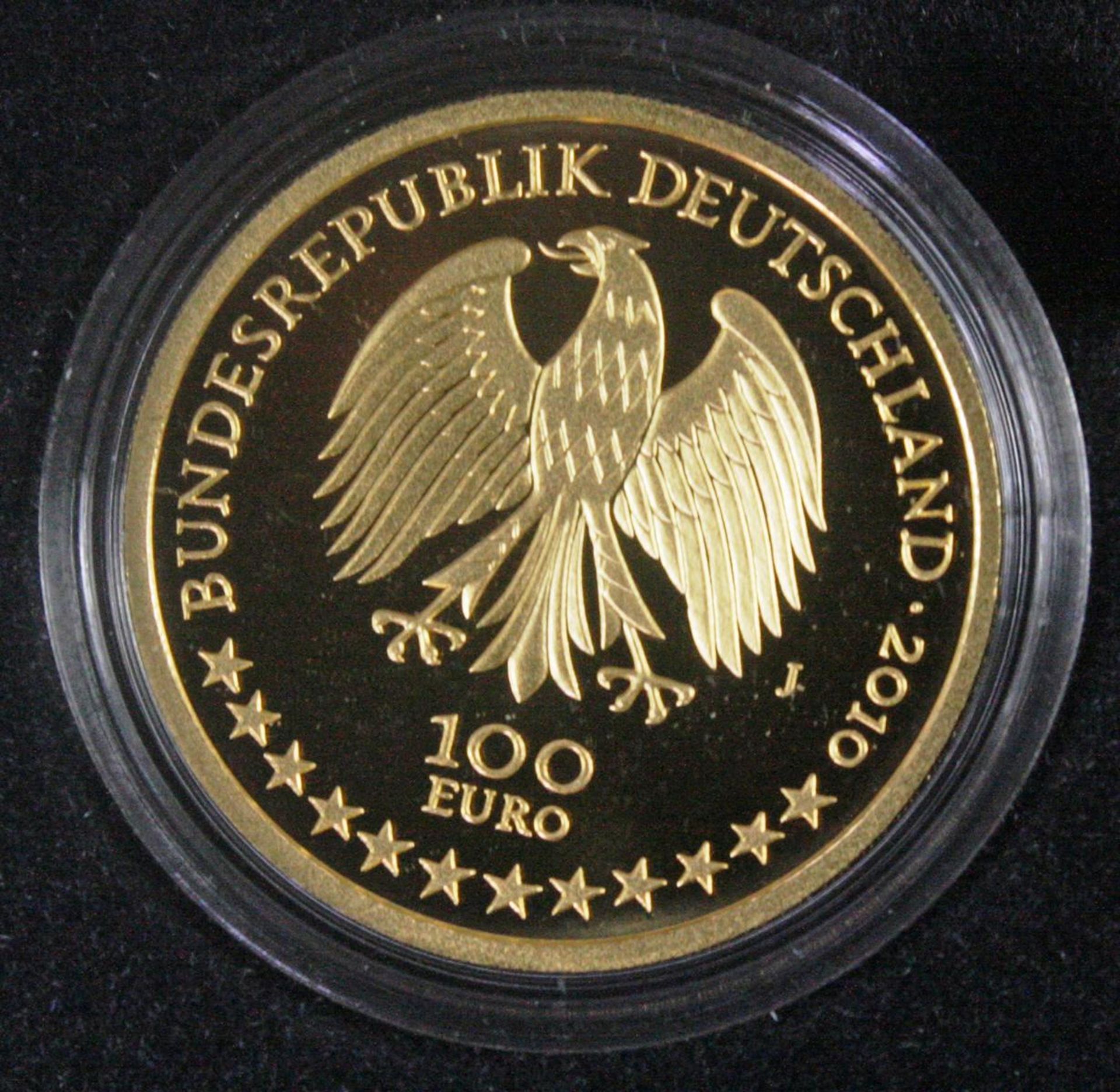 100 Euro Goldmünze 2010, UNESCO Welterbe Würzburger Residenz und Hofgarten