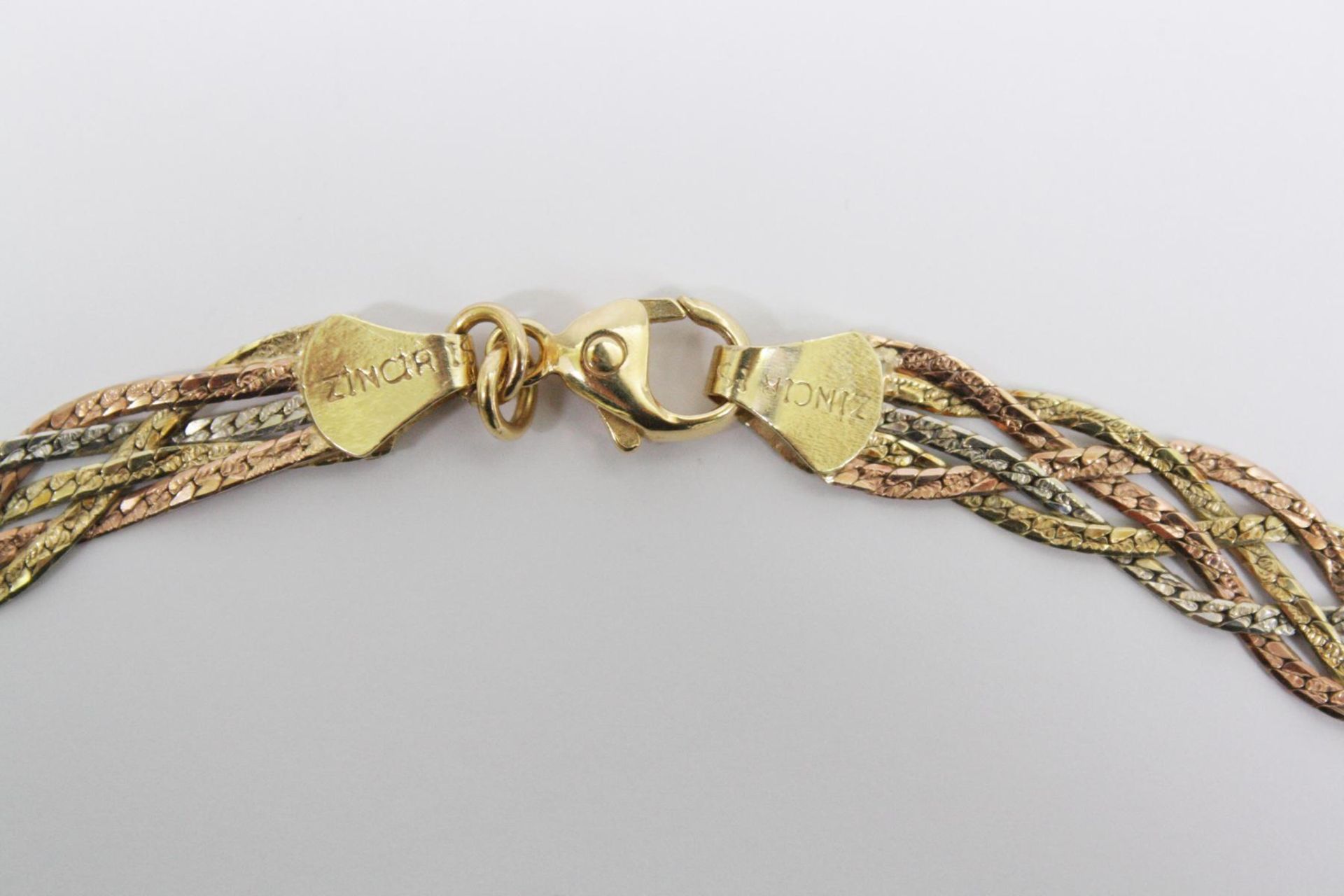 Halskette aus 14 Karat Weiß-, Rot-, und Gelbgold - Bild 3 aus 5