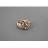 Damenring mit Diamanten, 14 Karat Gelbgold