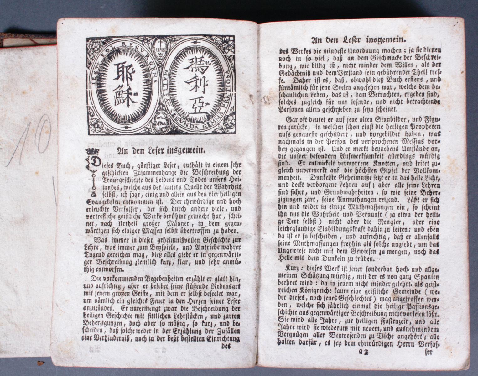 Religiöses Buch des 18. Jahrhundert. Leiden und Sterben unsers Erlösers Jesu Christi