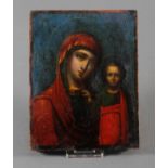 Ikone, Russland 19. Jahrhundert. Maria mit dem Jesuskind