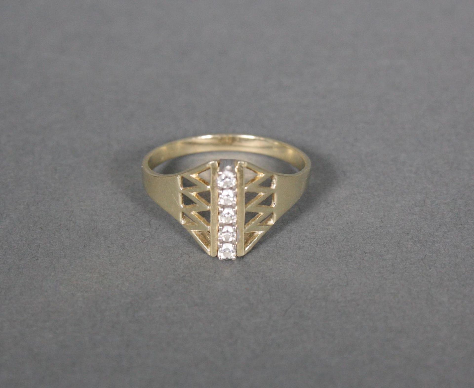 Damenring mit Diamanten, 14 Karat Gelbgold