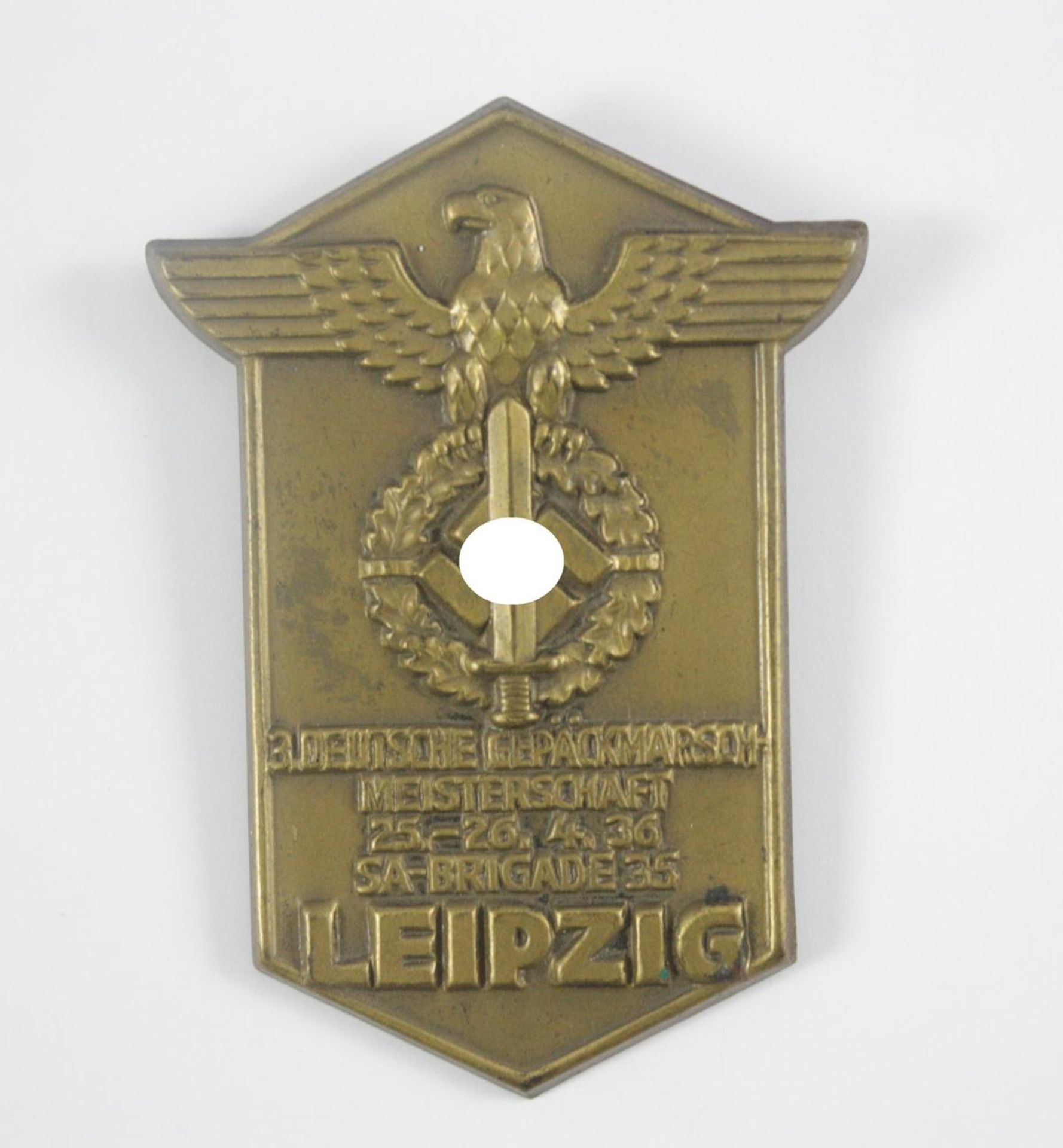 Abzeichen, 3. Deutsche Gepäckmarschmeisterschaft 1936, SA Brigade 35, Leipzig