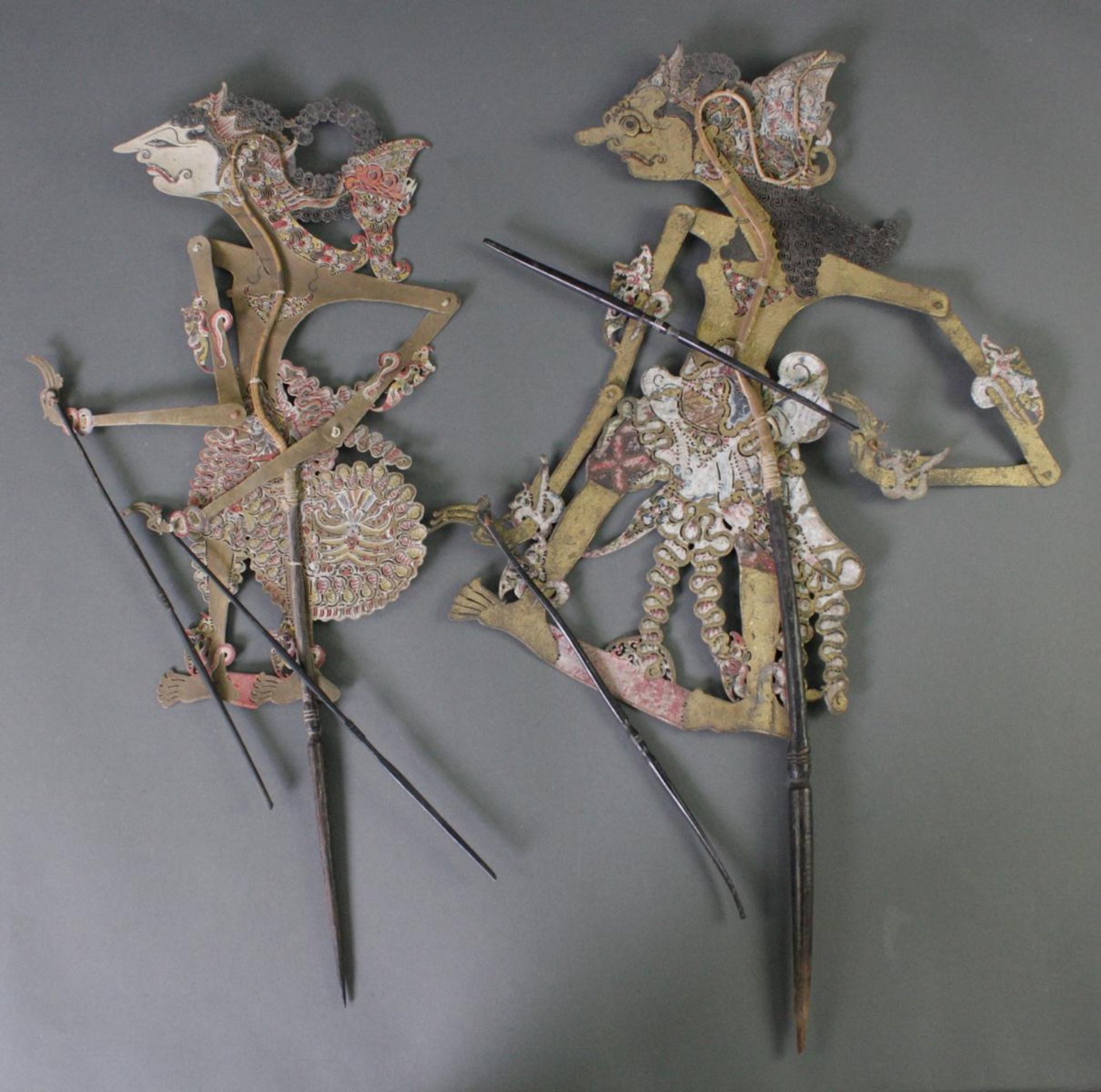 2 indonesische Schattenspiel-Puppen, Wayang-Kulit - Bild 2 aus 2