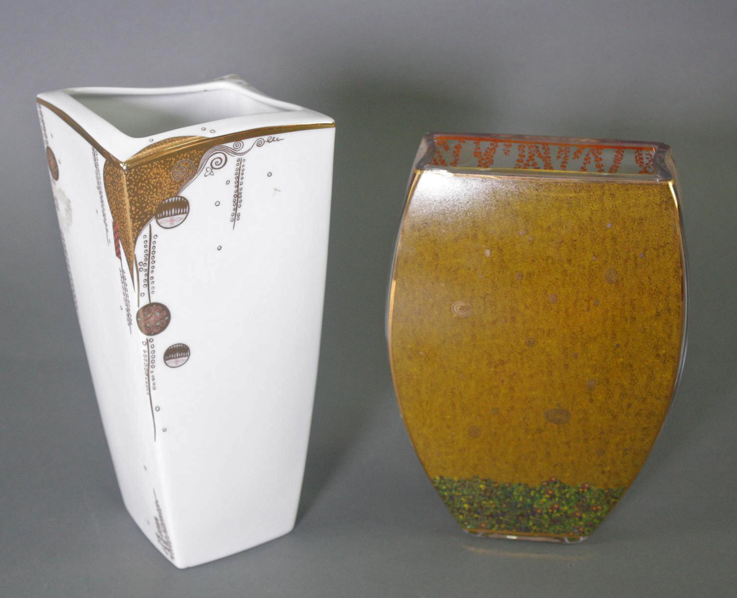 Zwei Goebel Artis Orbis Gustav Klimt Vasen. Porzellan und Glas - Image 5 of 7