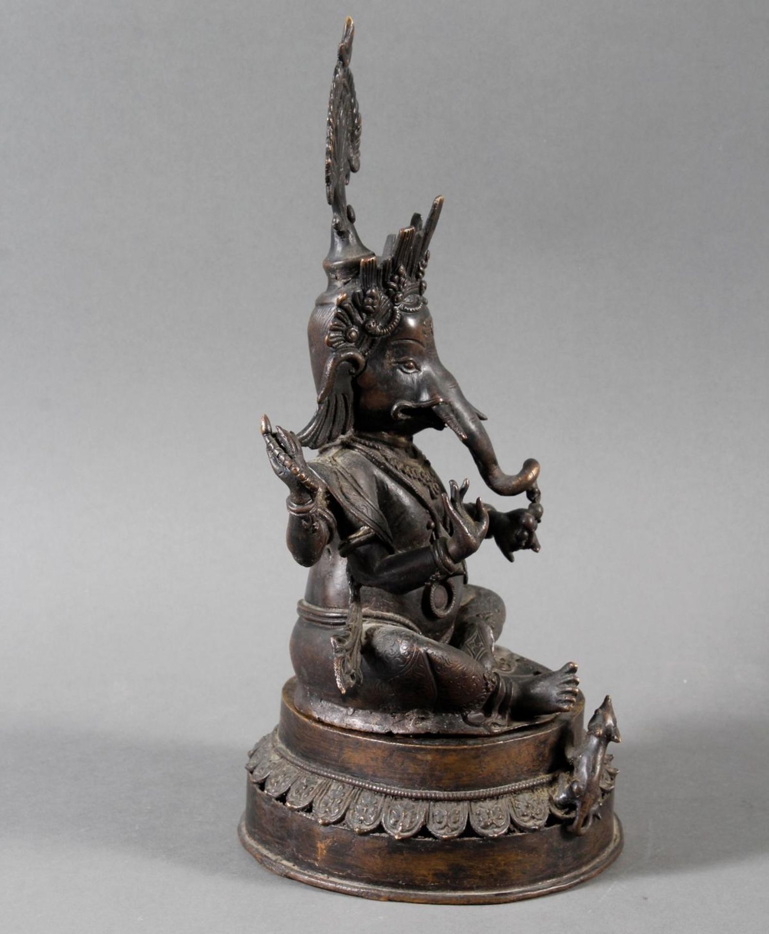 Bronze, Ganesha, Indien 17. / 18. Jahrhundert - Bild 2 aus 9