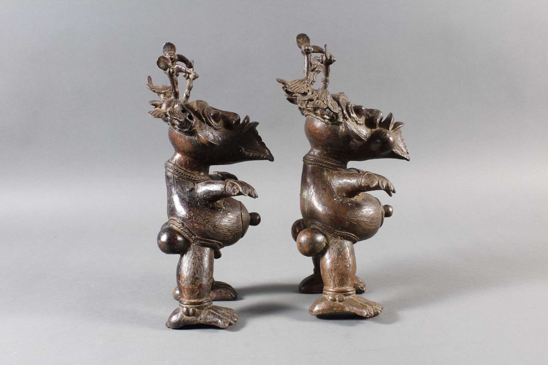 Paar Bronze-Hofzwergenpaar, Bamileke / Kamerun - Bild 6 aus 14